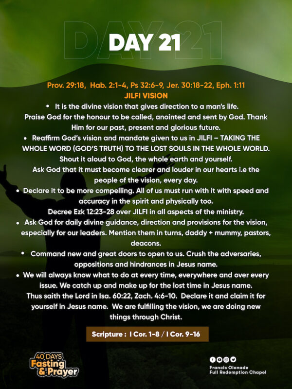 2023 Fasting & Prayers – Day 21 – JILFI