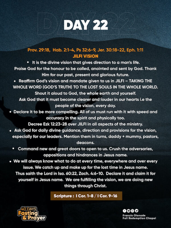 2023 Fasting & Prayers – Day 22 – JILFI